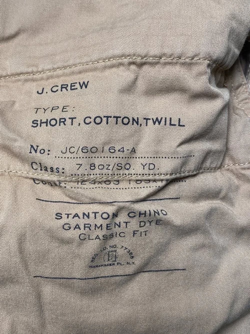 J.Crew Stanton Classic Fit Chino Shorts Garment Dyed Khaki Men's Size 32 Cotton
